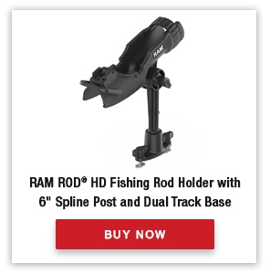 RAM ROD® HD Fishing Rod Holder with 6" Spline Post and Dual Track Base
